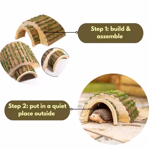 Garden Mile Predator Proof Wooden Hedgehog House and Hibernation Shelter with Bark Roof in Brown – 5