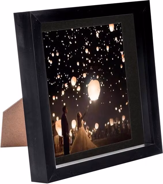 Nicola Spring 3D Box Photo Frame in Black with 6 x 6 inch Mount