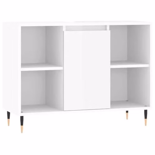 vidaXL Modern High Gloss White Bathroom Cabinet with Hinged Doors and Open Shelf, W/D/H: 80 x 33 x 60 cm