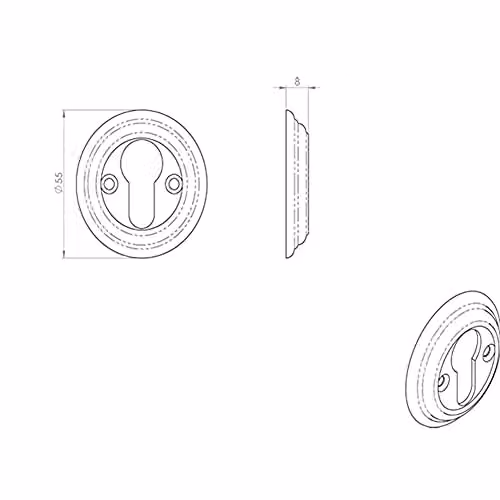 Reed Design 55mm Euro Profile Round Escutcheon Keyhole Cover in Antique Bronze – 2