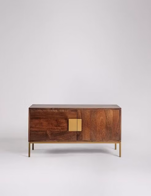 Swoon Banner Art Deco Mango Wood and Metal 2 Door Media Unit in Brown