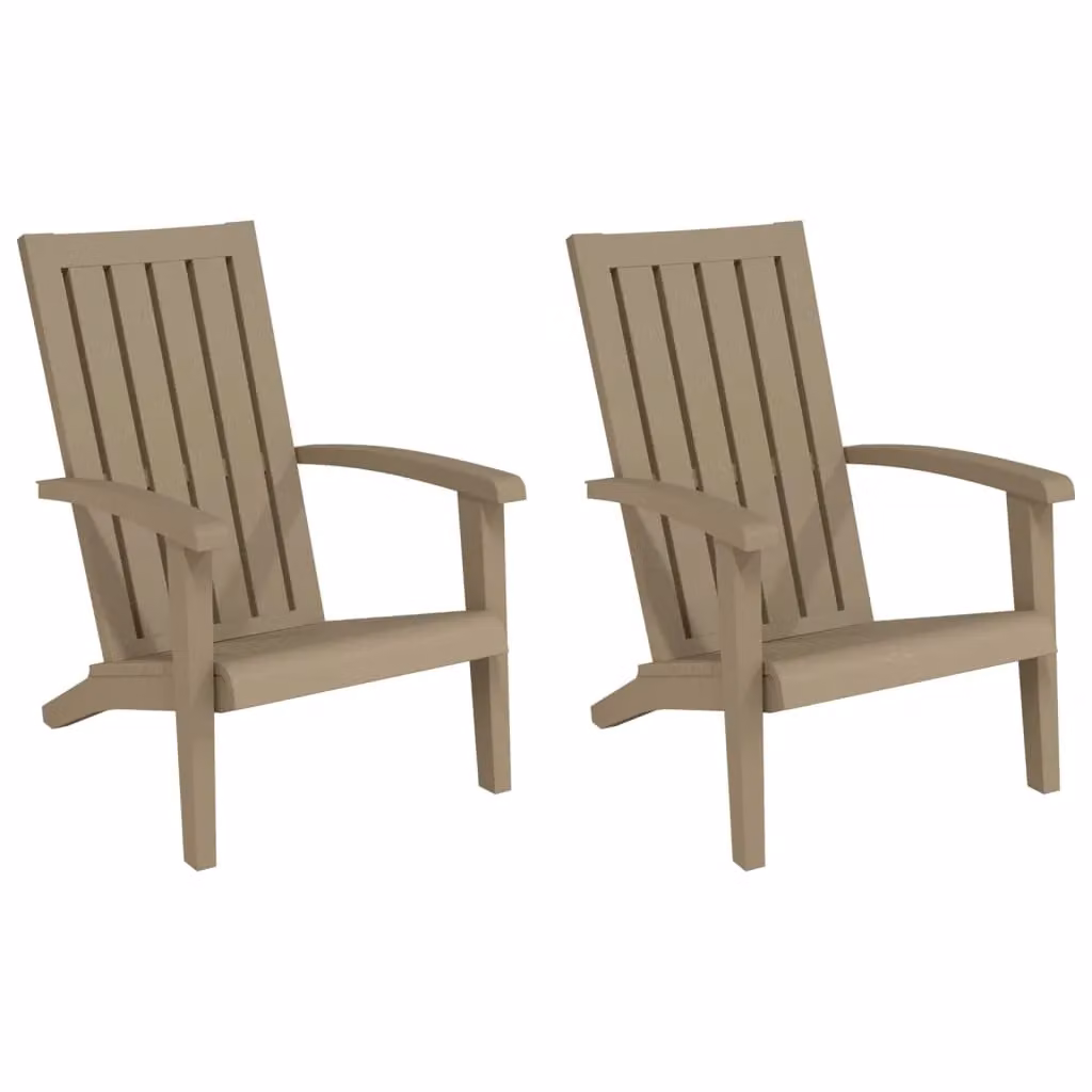 Berkfield Home Set of 2 Adirondack Garden Chairs in Light Brown Polypropylene – 2