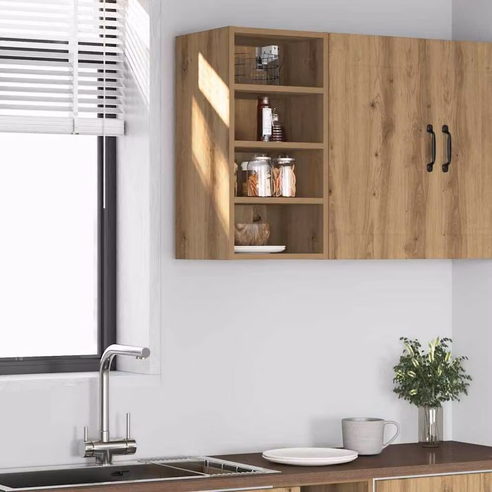 Berkfield Home Artisan Oak Wall Mounted Hanging Cabinet in Brown, W/D/H: 30 x 29.5 x 60 cm – 2