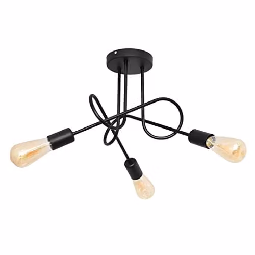 Netlighting Helam Oxford Multi Arm Semi Flush Ceiling Light in Black, Diameter: 50 cm – 1