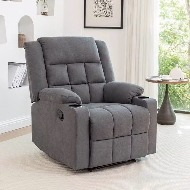 FORGEVIO Grey Fabric Recliner Armchair for your Living Room
