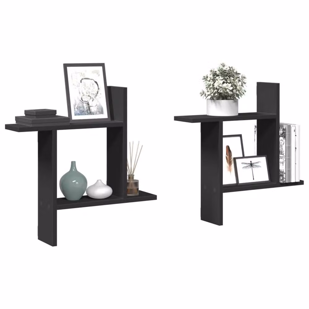 Berkfield Home Durable Wall Mounted Shelves, 2 Pack, Black, W/D/H: 50 x 12 x 50 cm – 2
