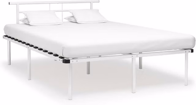 Berkfield Home White Metal Bed Frame W: 140 cm, D: 200 cm
