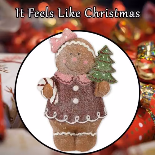 VFM e-Store Christmas Gingerbread Ceramic Figurine Decoration, Brown, W: 16 cm, H: 9.5 cm – 6