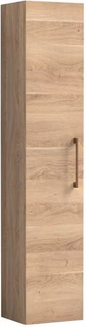 Balterley Bramshall Modern Wall Hung Tall Bathroom Storage Unit with Soft Close Door, Brown, W: 30 cm – 1