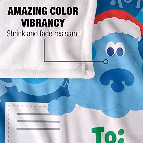 LOGOVISION Blue To Santa Letter Super Soft Fleece Throw Blanket, Blue and White, W/D/H: 152 x 127 cm – 3