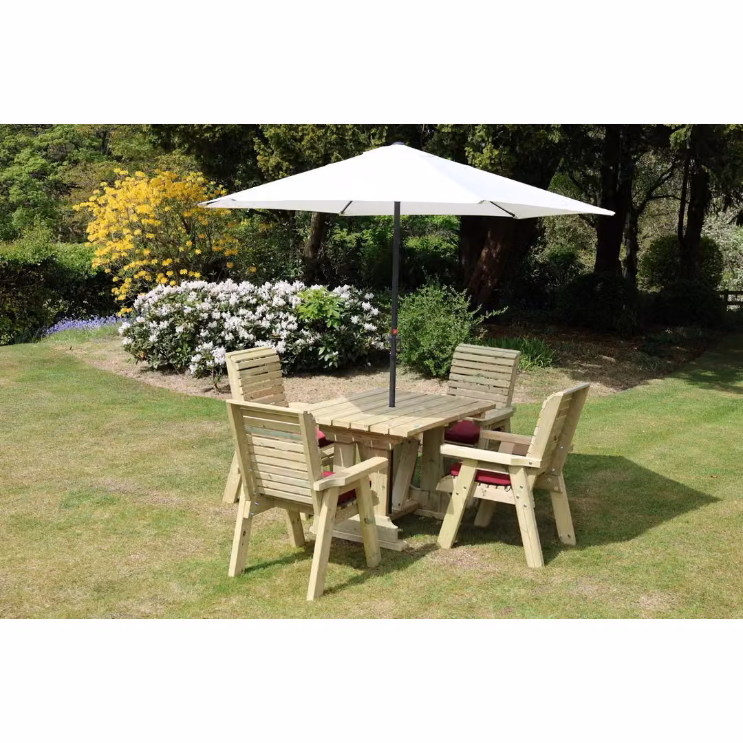 Churnet Valley Garden Furniture Ltd Ergo 4 Chair Dining Set with Cushions in Brown – 2