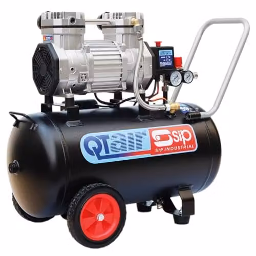 SIP QT Air Compressor Ultra Low Noise Oil-Free Direct Drive, Black, 50L, 1.1kW, 8 Bar