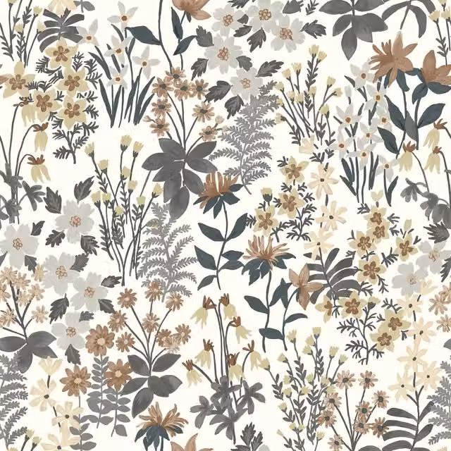 Grandeco Ditsy Floral Agnala Botanical Textured Wallpaper, Blue Green and Pink
