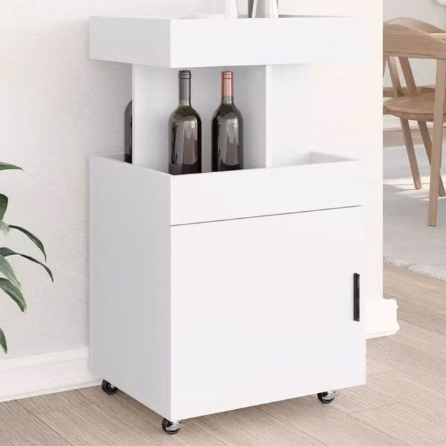 Berkfield Home Modern White Bar Cart in Engineered Wood W/D/H: 50 x 41 x 89 cm