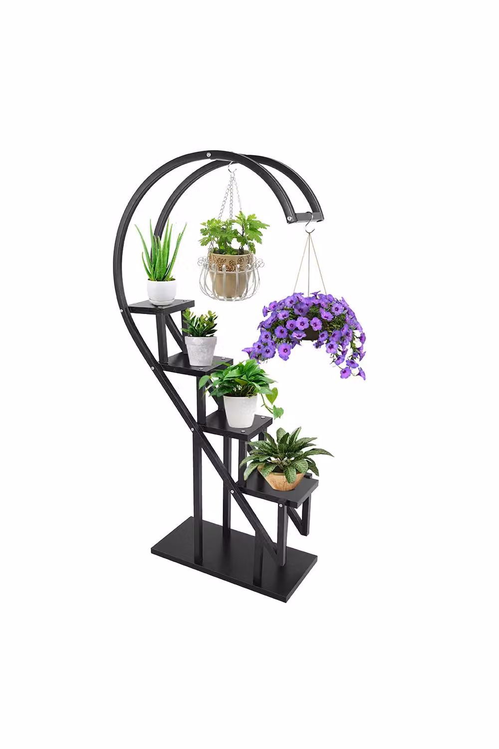 Living and Home 6-Tier Curved Metal Plant Stand and Bonsai Display Shelf in Matt Black – 3