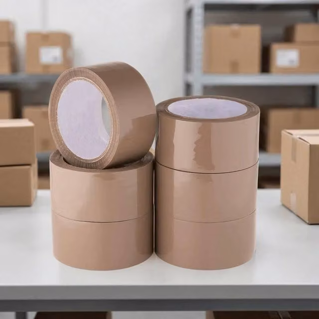 NESTLUNE 12 Pack Strong Brown Parcel Packing Tape, W: 52 mm, L: 10000 mm