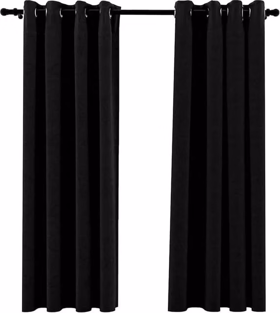 Berkfield Home Linen-Look Blackout Curtains with Eyelets, 2 Pack, Black, W: 140 cm, H: 175 cm – 1