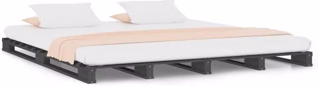 Berkfield Home Grey Solid Pine Wood Pallet Bed King Size W/D/H: 150 x 200 cm – 1