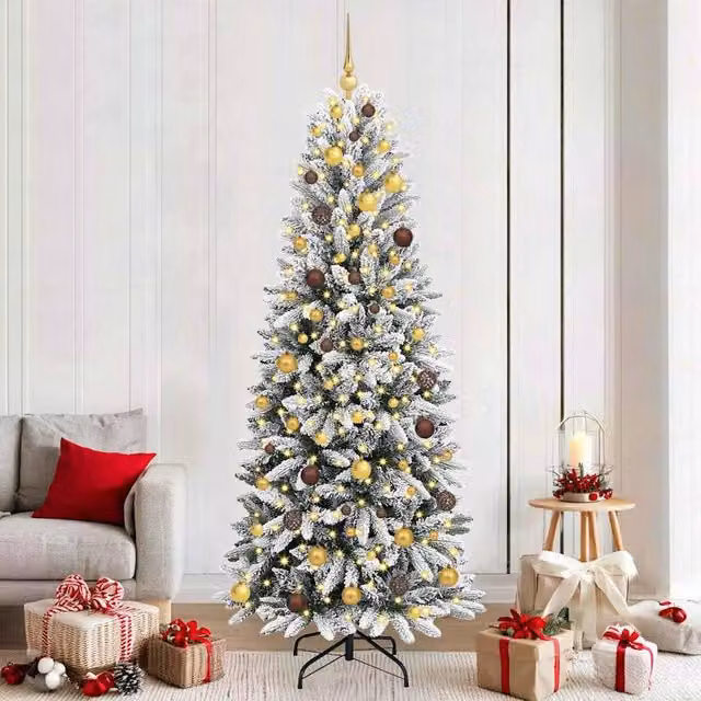 Berkfield Home Artificial Christmas Tree with 300 LEDs in Green and White, W/D/H: 78 x 78 x 210 cm – 1