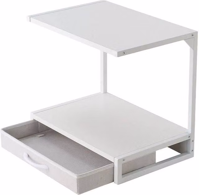 FORGEVIO White 2-Tier Desktop Printer Stand with Drawer Storage