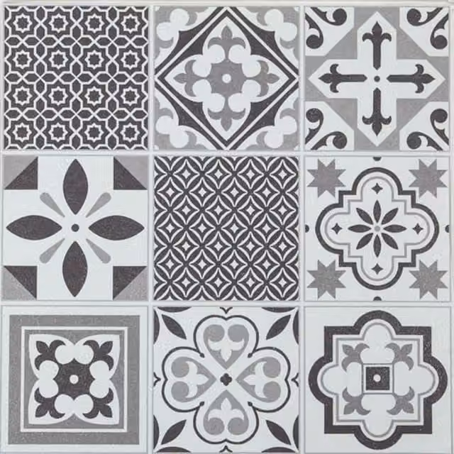 d-c-fix Oriental Tile Look Self-Adhesive Vinyl Floor Tiles, Grey, 1sqm