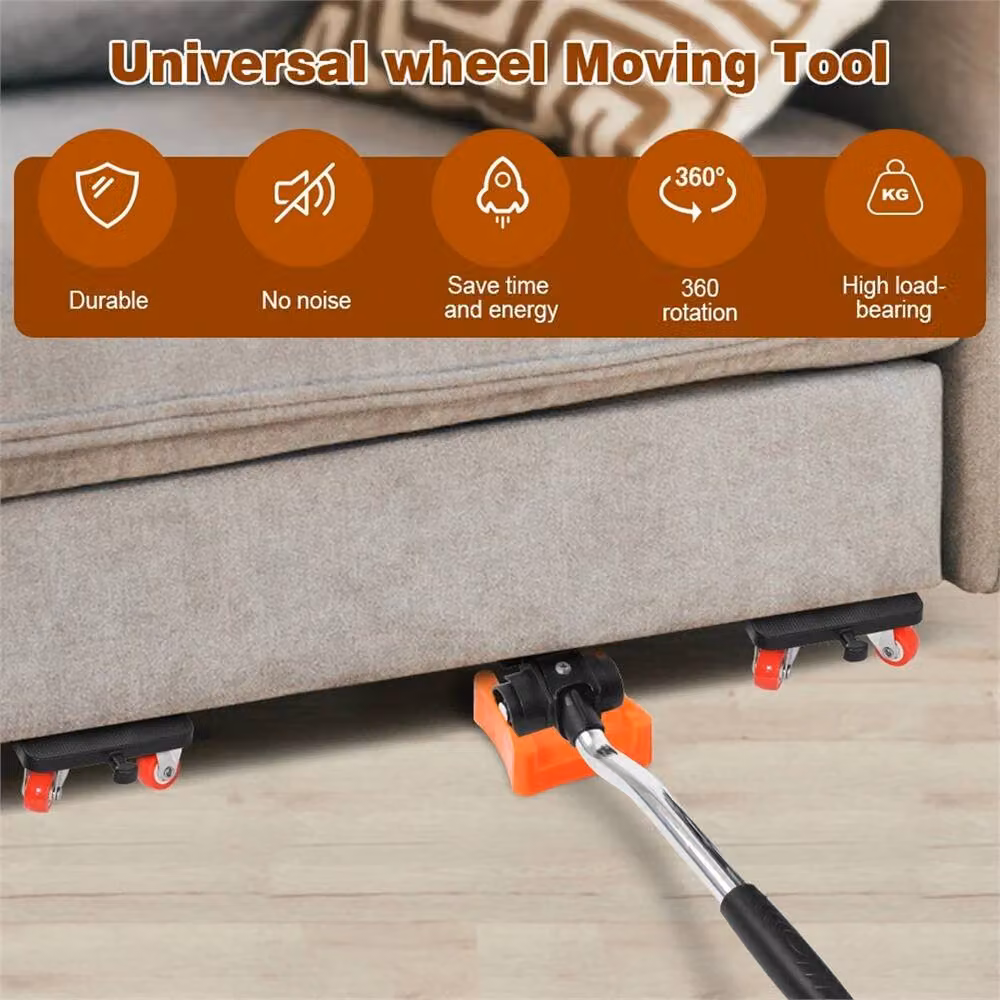 KORVIXA Furniture Moving Wheels Set with 880lb Lifter and Mover Tool Kit, Orange – 6