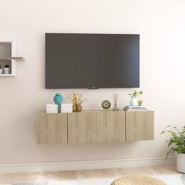 Berkfield Home Set of 2 Hanging TV Cabinets in Sonoma Oak Brown, W/D/H: 60 x 30 x 30 cm – 1