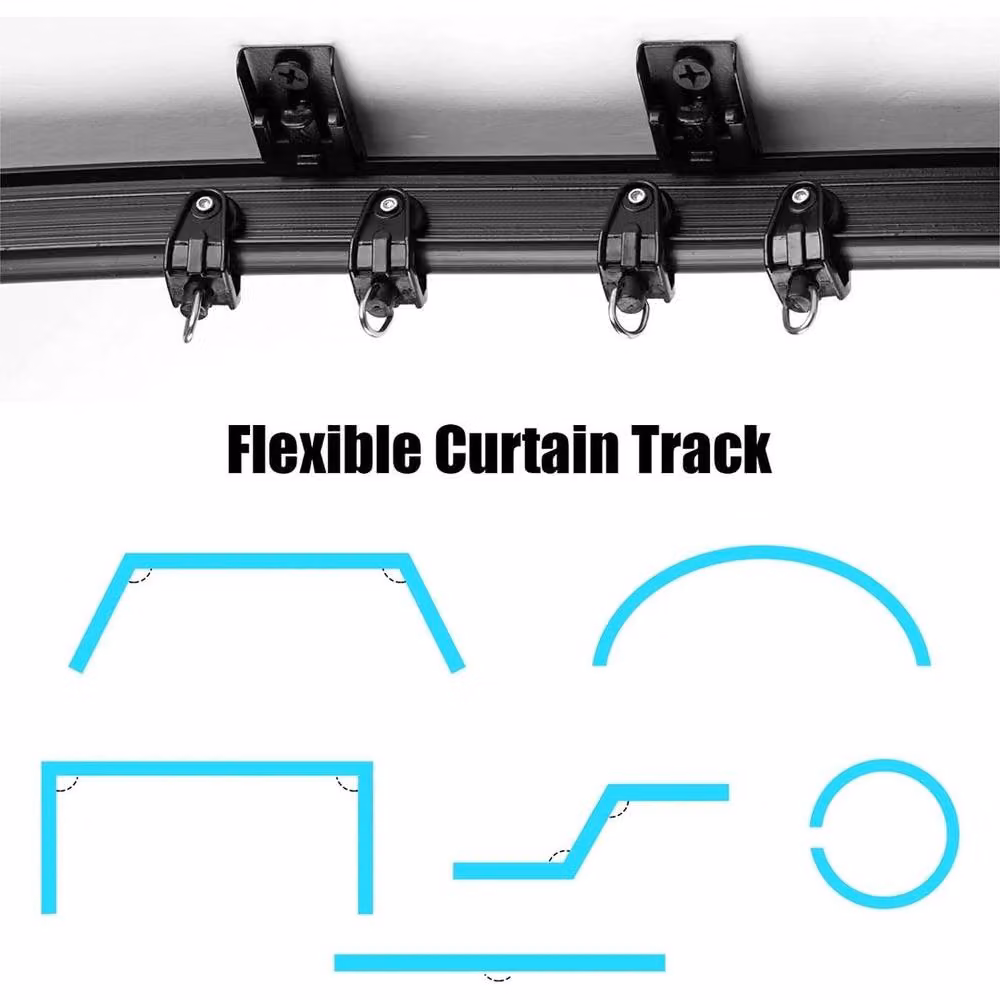 PAWNORA Bendable Ceiling Curtain Track Rod Rail, Black, 5m – 3