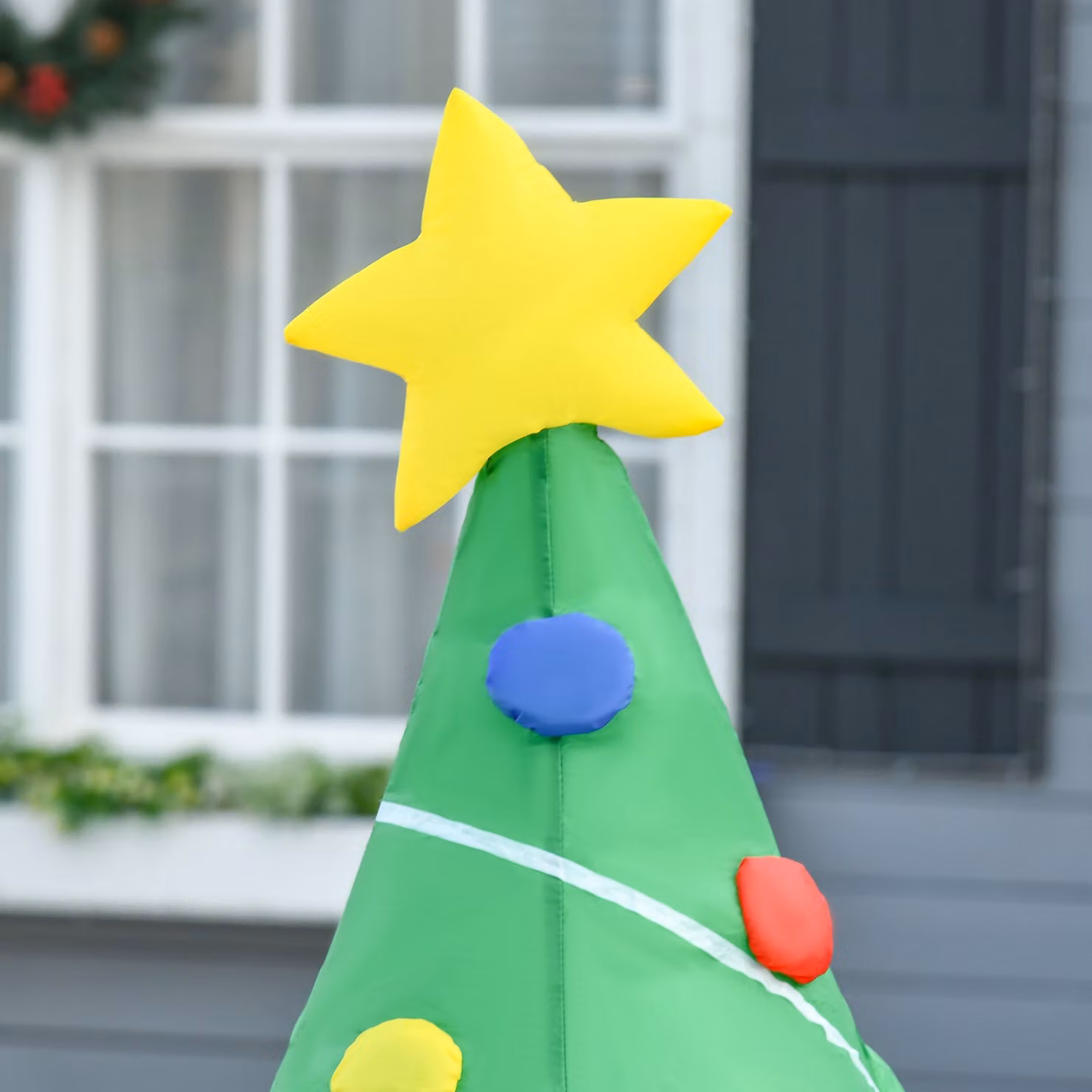 HOMCOM Inflatable Christmas Tree with LED Lights and Star Decoration in Green and White, Height: 150 cm – 6