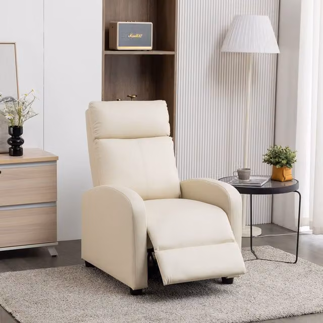Westwood Modern Upholstered Recliner Sofa in Beige and White