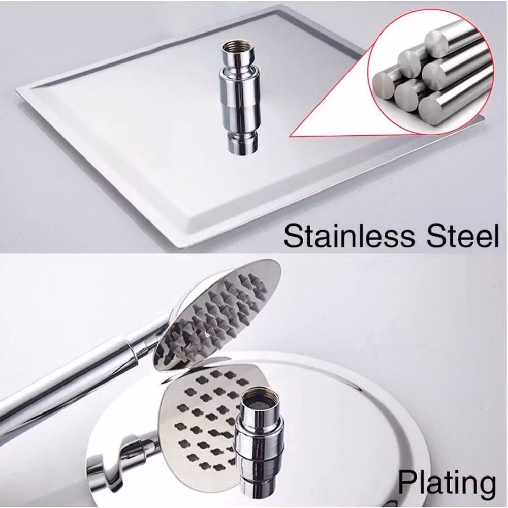 NESTLUNE 8 inch Square Overhead Rain Shower Head in Silver and Chrome with Anti-Limescale Feature, Diameter: 20.32 cm – 3