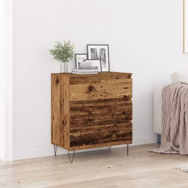 Berkfield Home Rustic Sideboard with Drawers in Brown, W/D/H: 60 x 35 x 70 cm – 1
