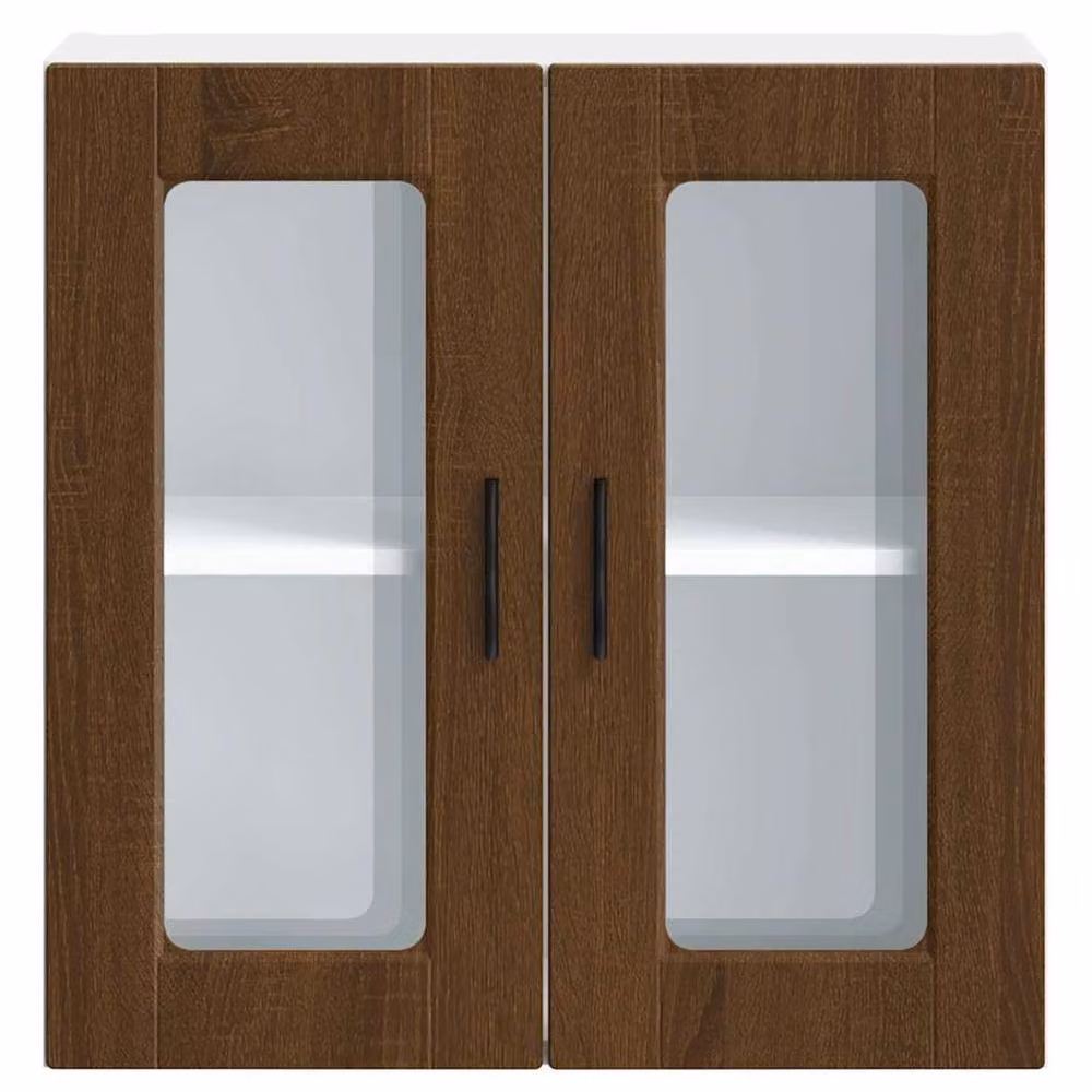 Berkfield Home Modern Kitchen Wall Cabinet with Glass Doors in Porto Brown Oak, W/D/H: 60 x 31 x 60 cm – 5