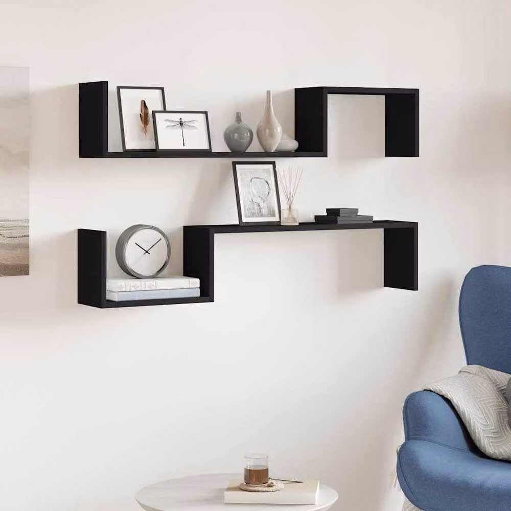 Berkfield Home Wall Mounted Shelf Set of 2, Black, W/D/H: 100 x 15 x 20 cm – 2