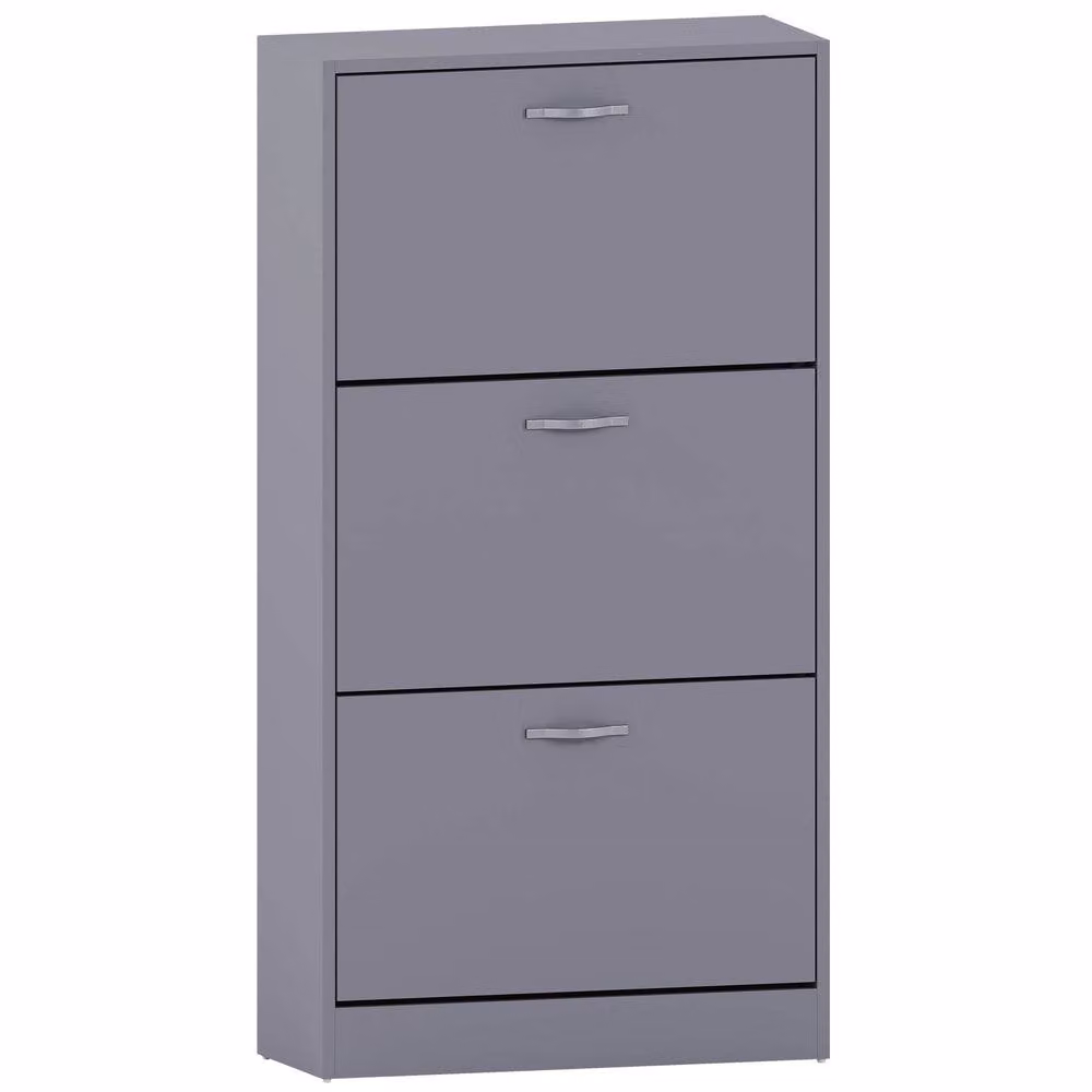 HD Designs Vida Designs Modern Grey 3 Drawer Shoe Cabinet with Tilting Compartments – 2