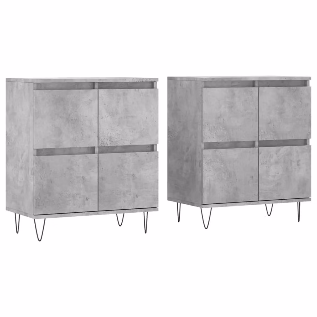 Berkfield Home Set of 2 Wall Mounted Sideboards in Concrete Grey Matt Engineered Wood – 2
