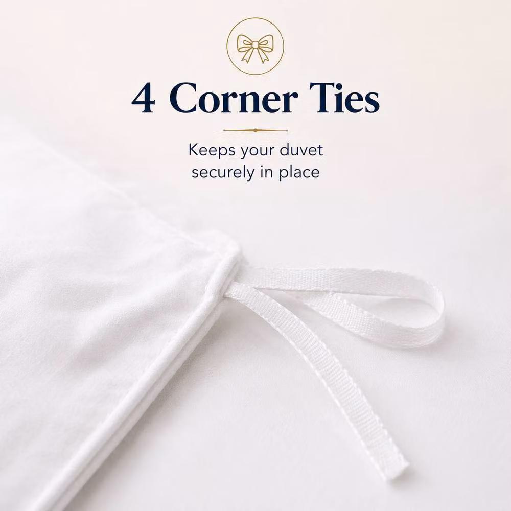 Pamposh 800 Thread Count Egyptian Cotton Mako Satin Reversible Duvet Cover Set in White, Super King, 200 x 200 cm – 4