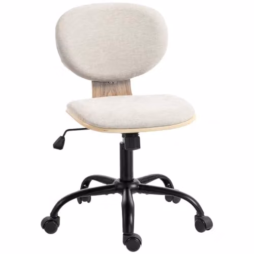 HOMCOM Grey Fabric Home Office Task Chair with 360 Degree Swivel and Adjustable Height – 1