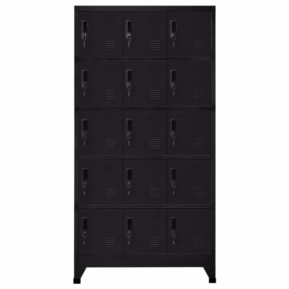 Berkfield Home Black Metal Locker Cabinet with Hinged Doors and Lock, W/D/H: 90 x 40 x 180 cm – 2