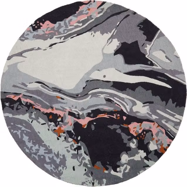 Orsina Abstract Multicolour Round Hand-Tufted Wool and Cotton Rug, Diameter: 100 cm – 1