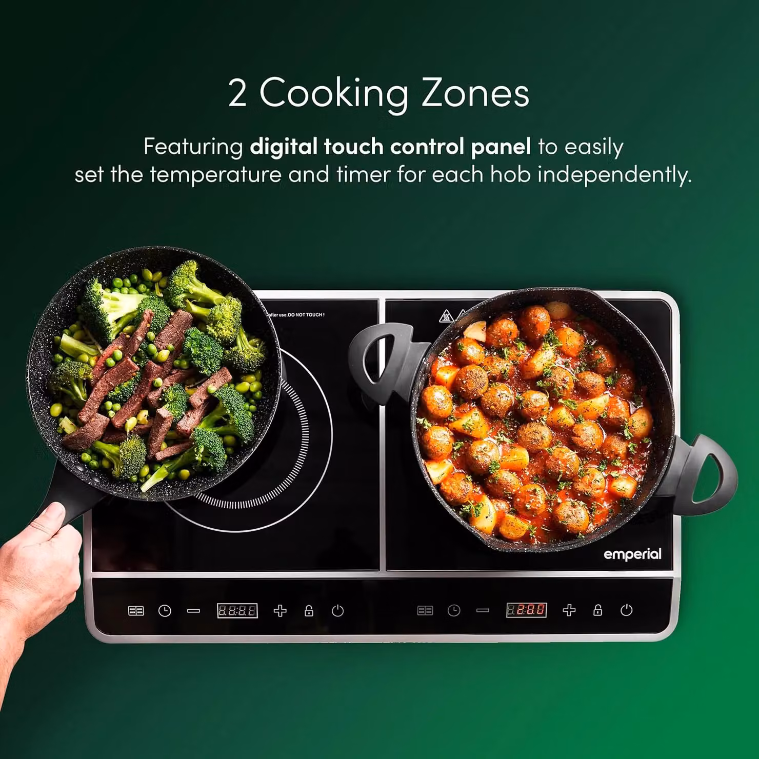 Emperial Double Induction Portable Electric Cooker with Digital Touch Control and Timer, 2800W, Black – 7