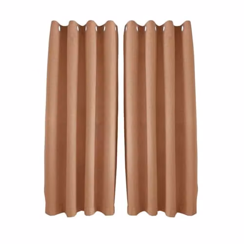 Happy Homewares Modern Orange Linen Blackout Eyelet Curtains, 2 Panels, Width: 117 cm, Drop: 137 cm