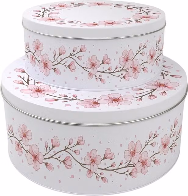Purely Home Round Cake Tin Set in Pink and White
