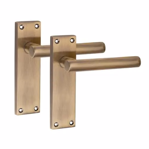 Golden Grace Victorian Straight Interior Door Handle Set in Antique Brass, 1 Pair