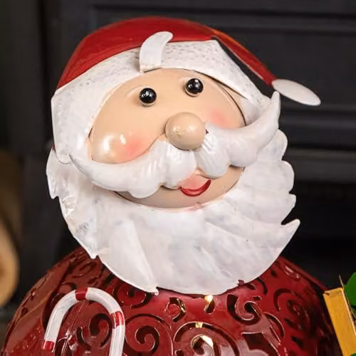 Samuel Alexander Red Filigree Christmas Santa Folk Light Decoration with LEDs, Height: 30 cm – 2