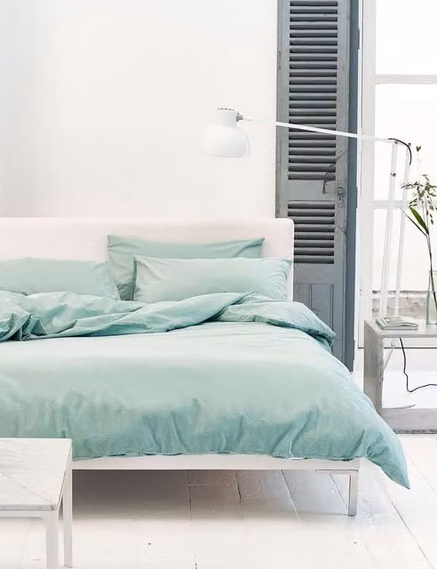 Designers Guild Loweswater Pure Cotton Percale Duvet Cover Set, Light Green, W: 180 cm x L: 200 cm