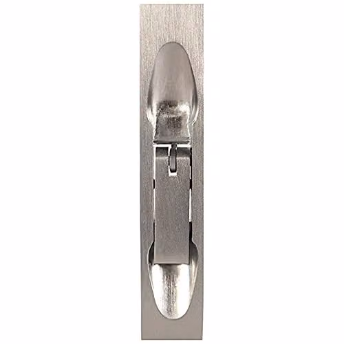 Loops Lever Action Flush Door Bolt with Flat Keep Plate in Satin Chrome, 204 x 20mm – 1