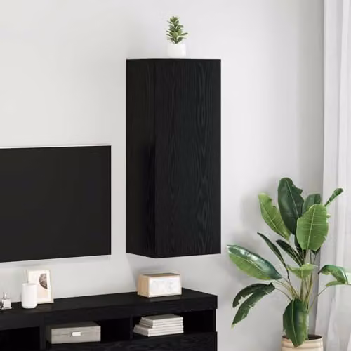 vidaXL Modern Wall-Mounted TV Cabinet in Black, W/D/H: 40.5 x 30 x 102 cm – 2