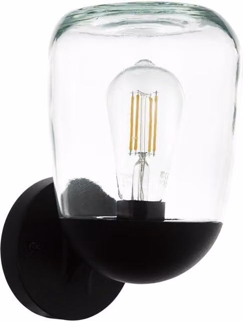 Loops IP44 Black Aluminium and Plastic Outdoor Wall Light for Garden with E27 Bulb Compatibility – 1