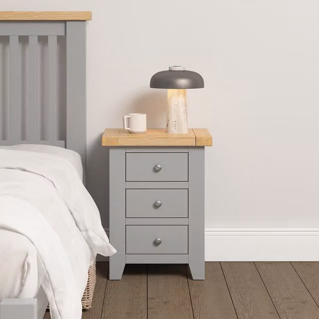 Seconique Classic Metal Bedside Table in Grey